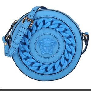Versace Vibrant Blue Chain Disco Crossbody Bag